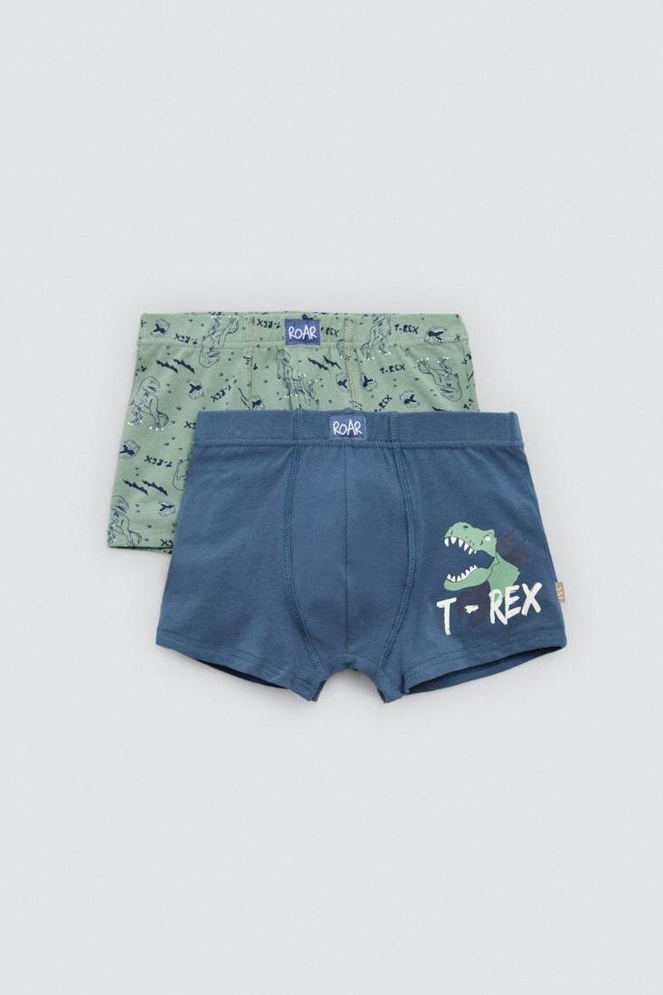 Pacote de 2 boxers infantis de algodão estampados Roar