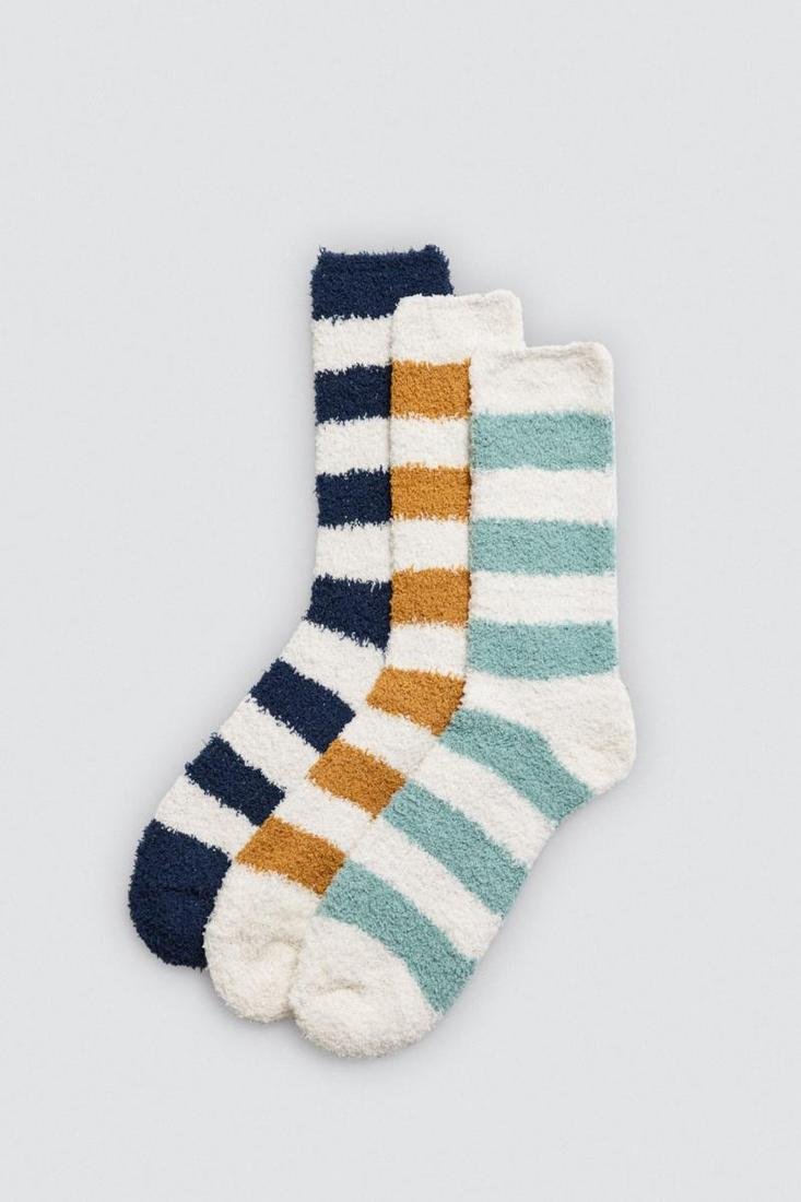 Meias de flanela listradas