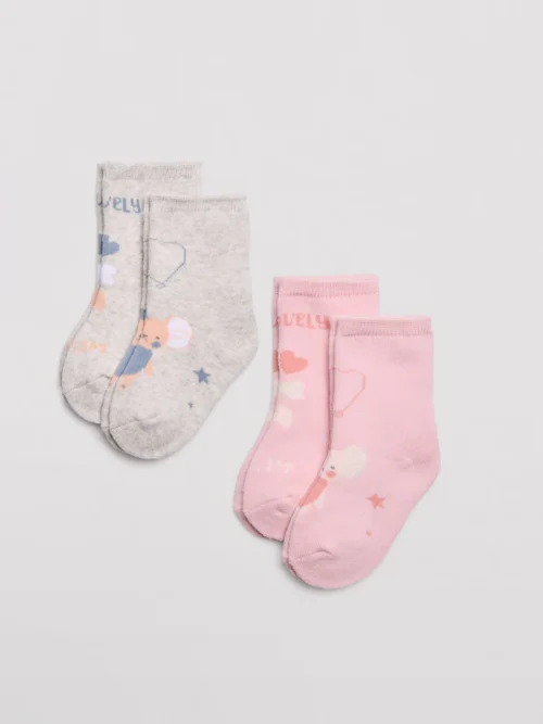 Pack de 2 meias térmicas para bebé com estampas de rato