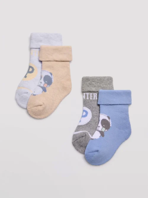 Pack de 2 meias térmicas para bebé com estampas de panda
