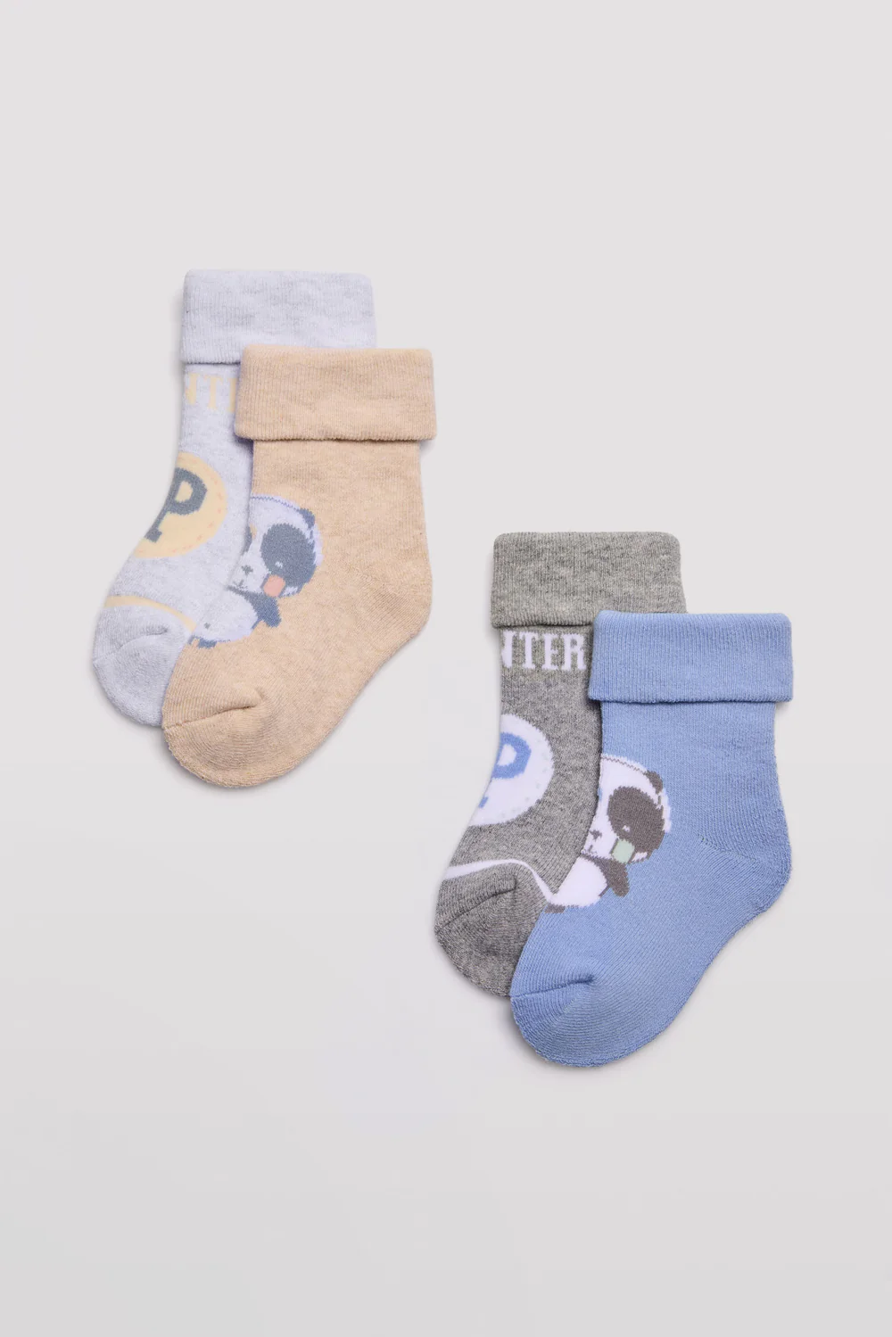 Pack de 2 meias térmicas para bebé com estampas de panda