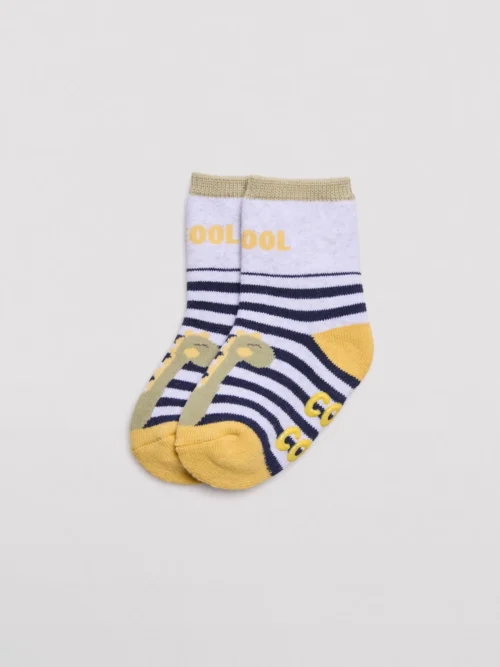 Pacote de 2 meias térmicas antiderrapantes para bebê com estampas de dinossauros